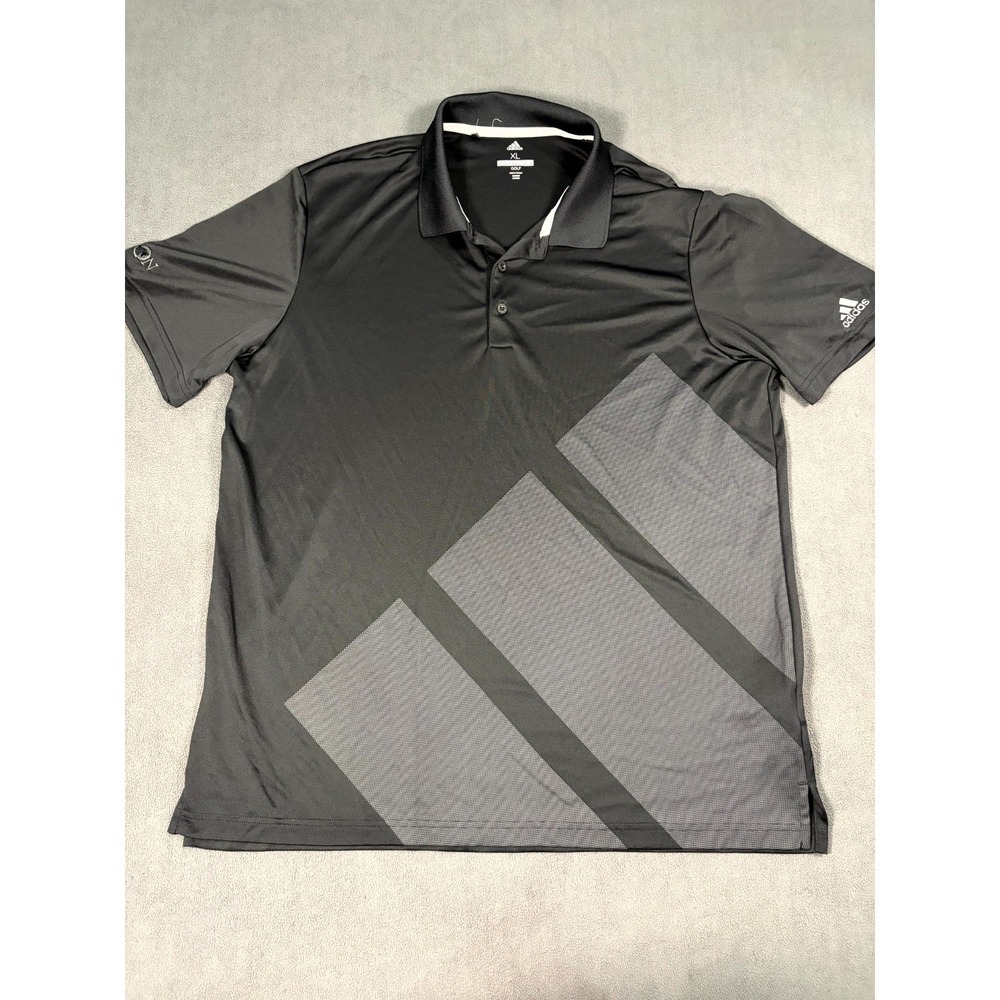 Adidas Jackson Polo Shirt Mens XL Black Bold 3 Stripes Resort Wear Tennis Golf